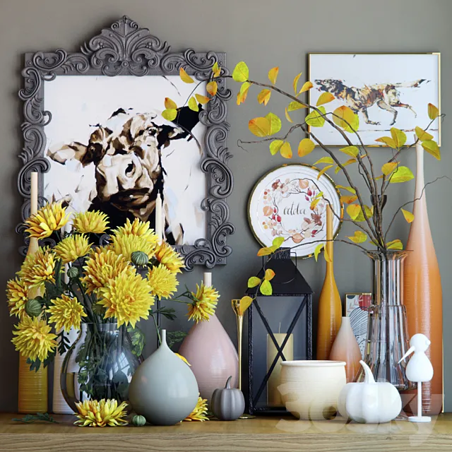 Autumn decorative set 4 3D Model