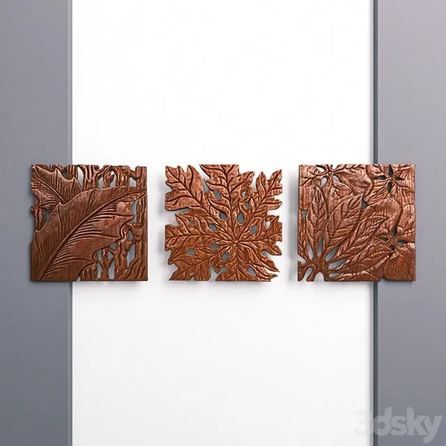 Autumn Leaves Wall Panel Set 3D Model