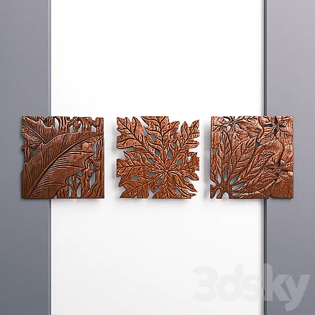 «Autumn Leaves Wall Panel Set» 3D Model
