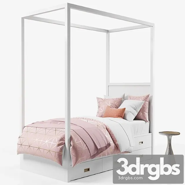 Avalon Canopy Bed with Trundle 3D Model Free