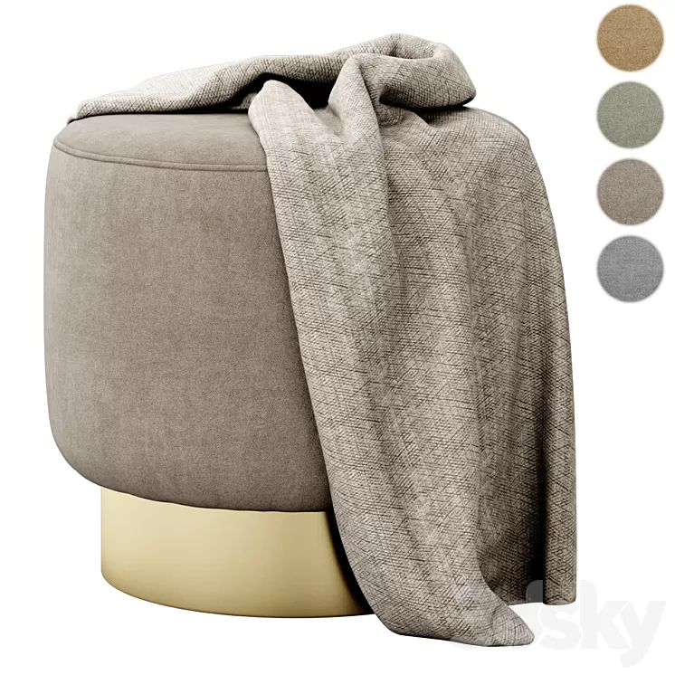 Avalon Ottoman Persimmon by Arteriors Home 3D Model