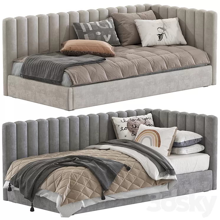 Avalon Upholstered Corner Bed 3D Model Free