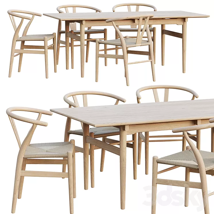 AVE Carl Hansen Chair & Table 3D Model