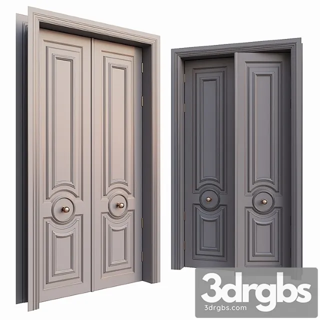 Ave classic gray door with rounded ornament 3D Model Download