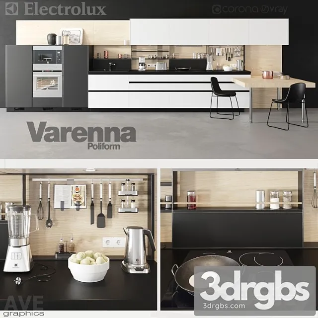 Ave Electrolux Volume Poliform Varenna Kitchen 3D Model Free