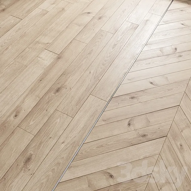 AVE Floor Lighten Oak (Laminate and Chevron Tiles) 3D Model