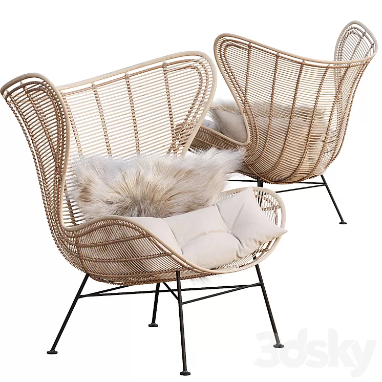 AVE HK Living Natural Rattan Egg Chair 3D Model