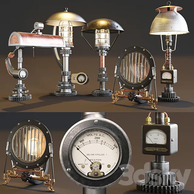 AVE Machine Brothers Lamps Set 3DModel