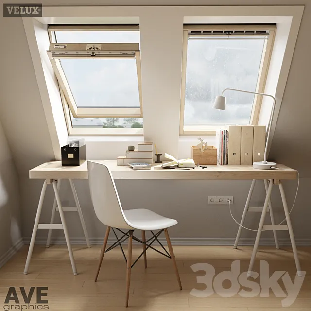 AVE mansard VELUX windows set 3DModel