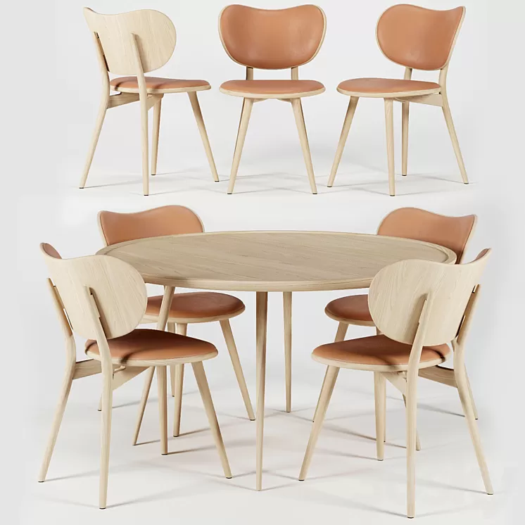 AVE MATER Dining Chair & Accent Oval Lounge Table 3D Model