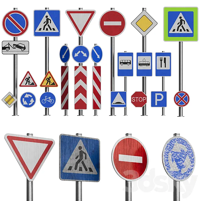 AVE Road Signs (4 Seasons) 3D Model