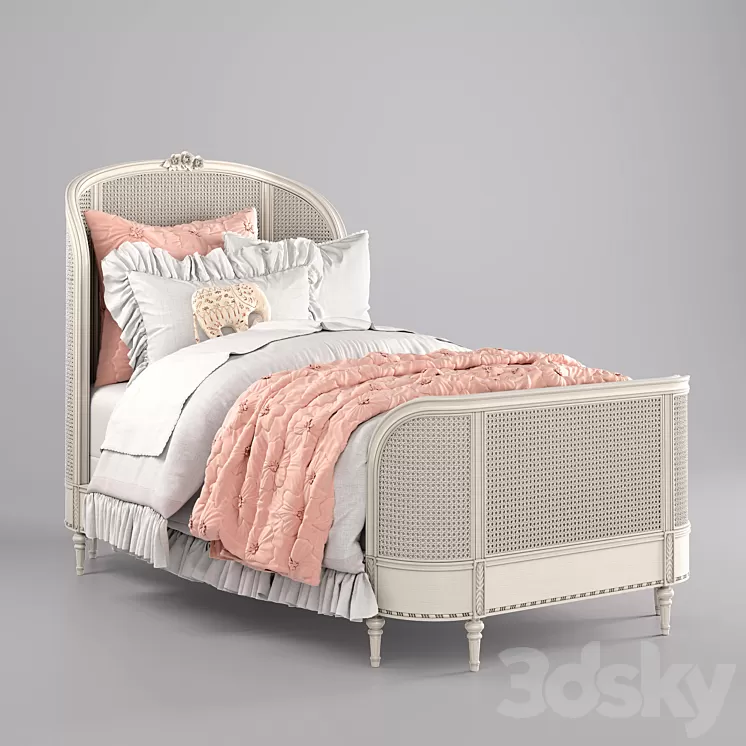 AVELINE CANE PANEL BED Restoration Hardware 3D Model