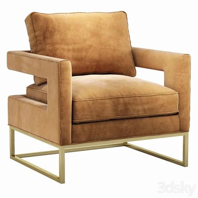 Avery Cognac Velvet Chair 3D Model