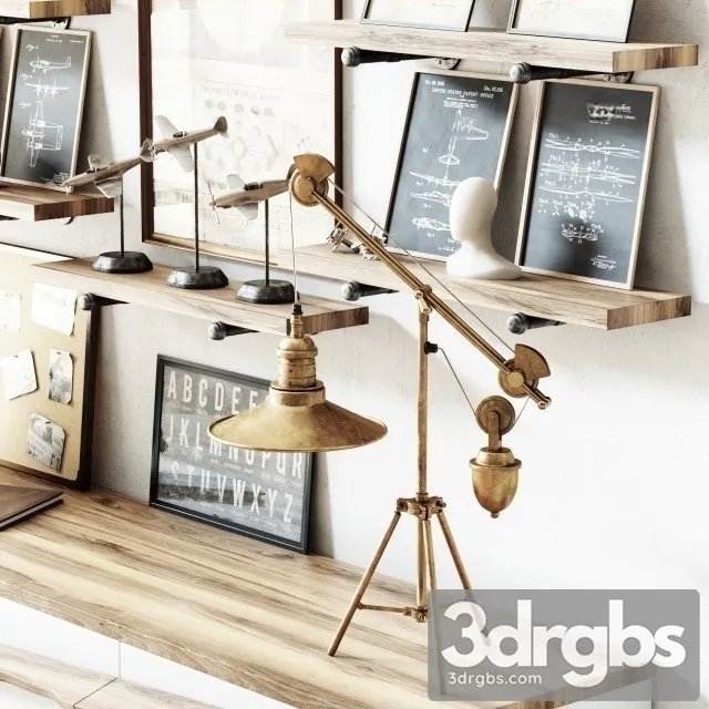 Aviation Themed Decorative Loft Set 3D Model Free