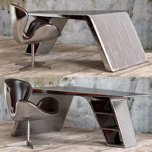 Aviator desk and chair 3D Model