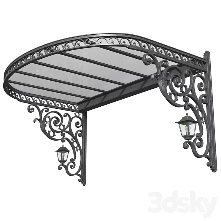 Awning over the porch. A visor over the front door. Wrought iron ?anopy 3D Model