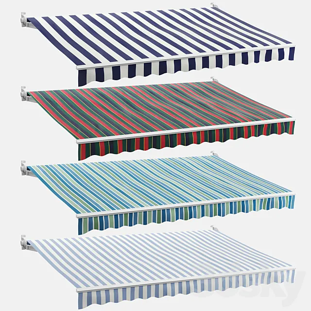 Awning set 2 (striped) 3D Model