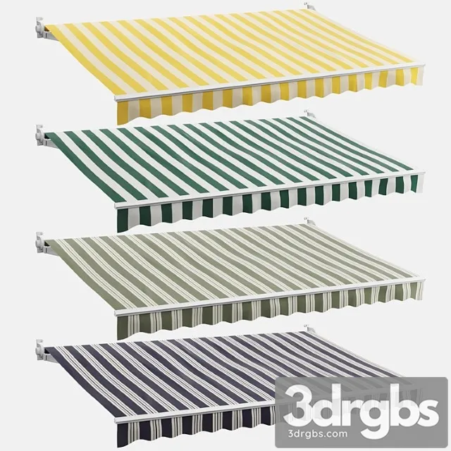 Awning Set 3 Striped 3D Model Free