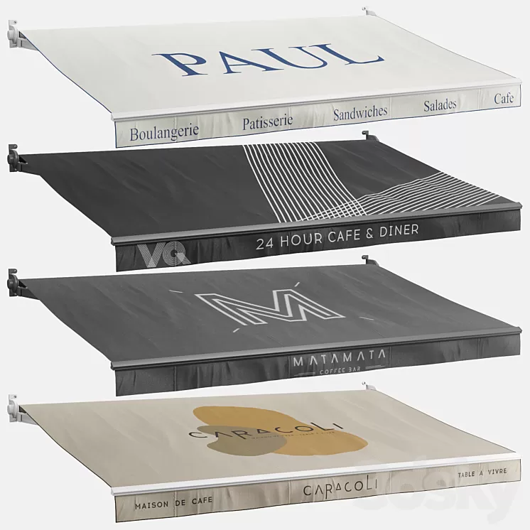 Awnings set 1 (cafe) 3D Model