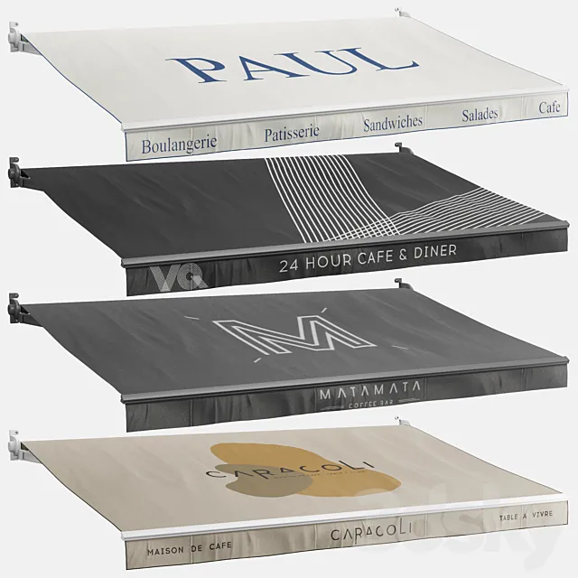 Awnings set 1 (cafe) 3D Model