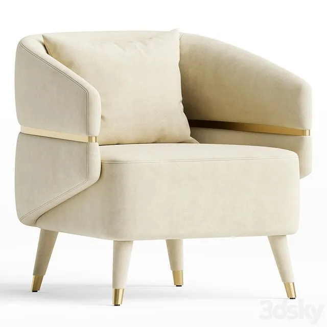 Ayla Velvet Accent Chair 3D Model