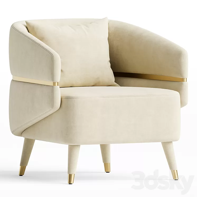 Ayla Velvet Accent Chair 3D Model Free