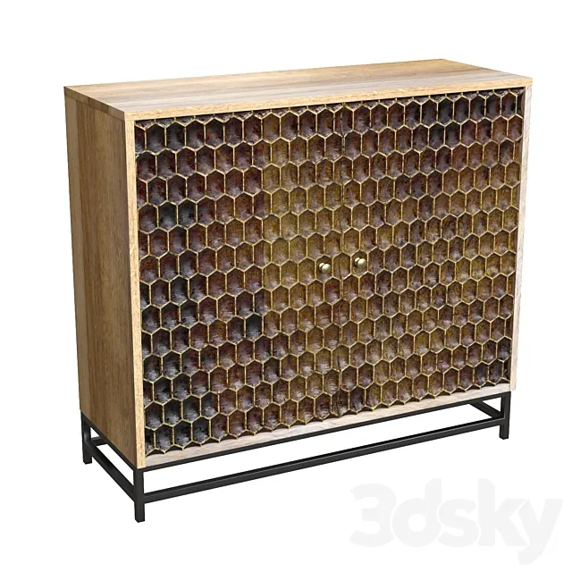 Azar 29'' Tall Solid Wood 2 - Door Accent Cabinet 3D Model