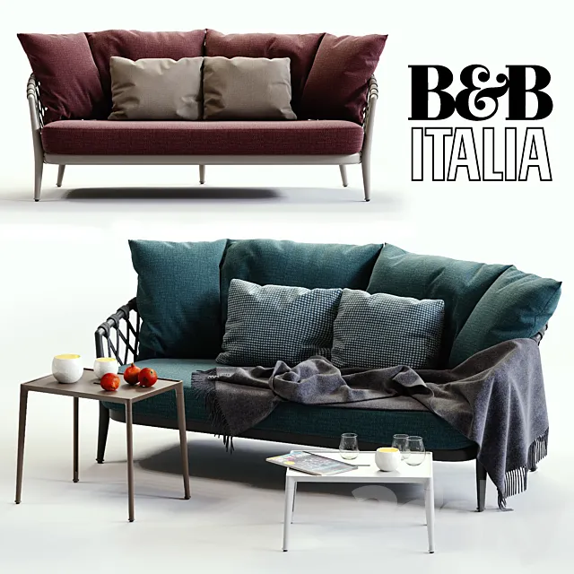 B & B Italia ERICA Blue & Red Sofa 3DModel