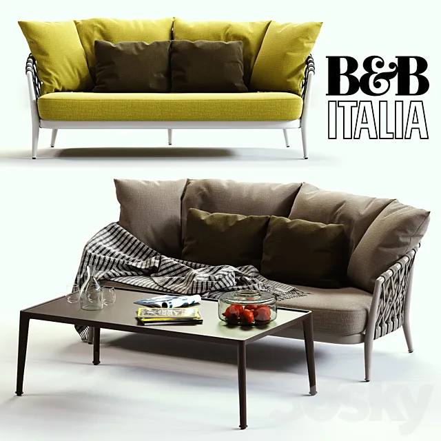 B & B Italia ERICA Grey & Yellow Sofa Free Download