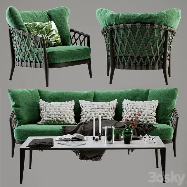 B & B Italia Erica Sofa and Chair 3D Model