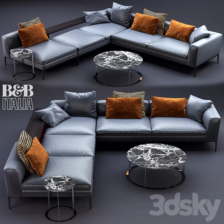 B &B Italia MICHEL Leather Sofa 3D Model