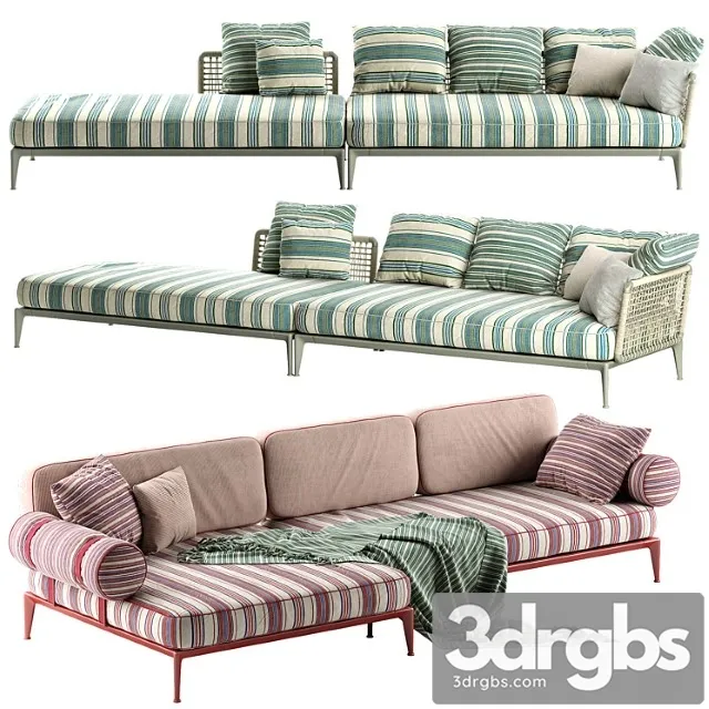 B & b italia ribes sofa 3 2 3D Model Free