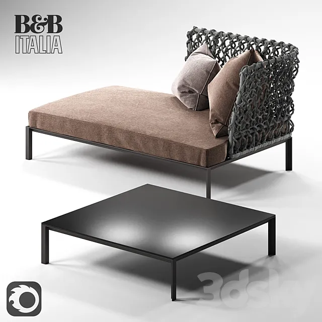 B & B Ravel Sofa R160A6D and Table TR90 3D Model