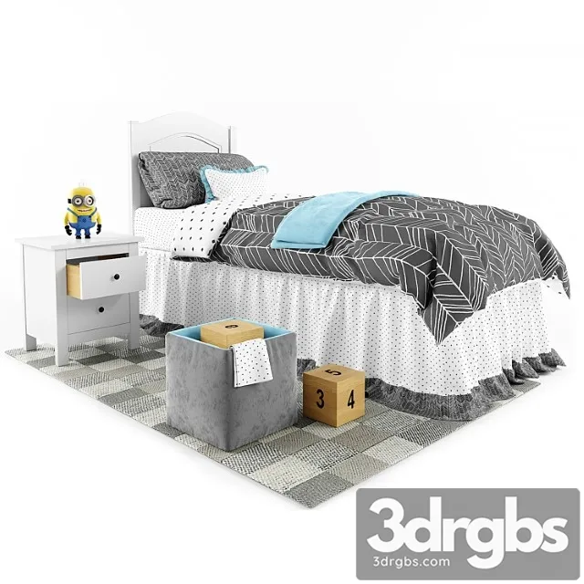 Baby Bed and Accessories 3D Model Free