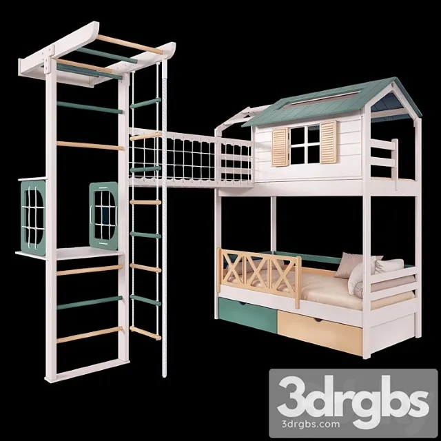 Baby Bed and Playground 3D Model Free