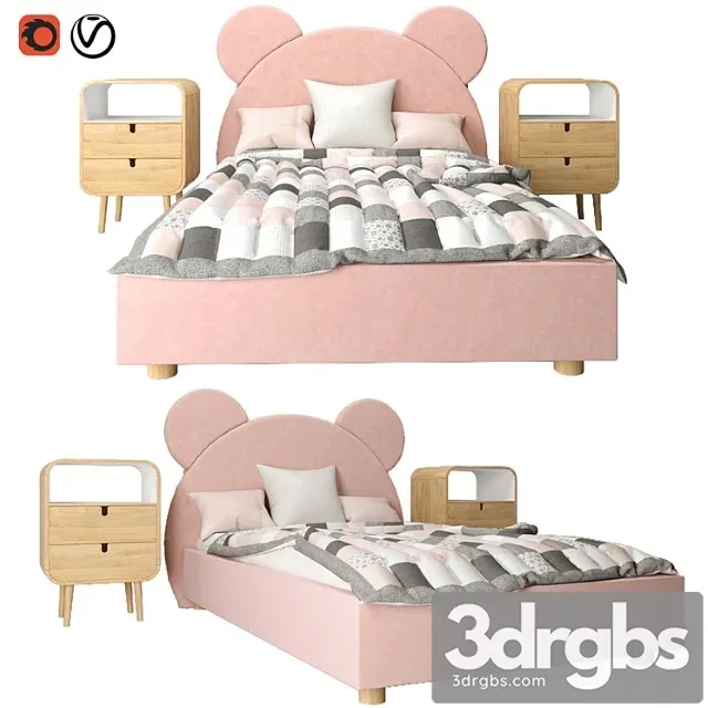 Baby Bed Teddy 3D Model Free