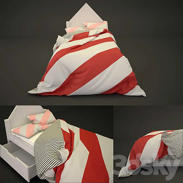 Baby bed with linen 3D Model
