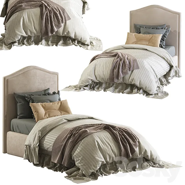 Baby bed with soft back 3D Model