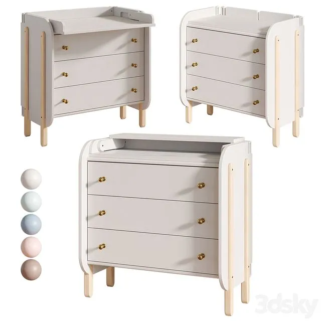 Baby Chipak Chest of drawers with changing board 3D Model
