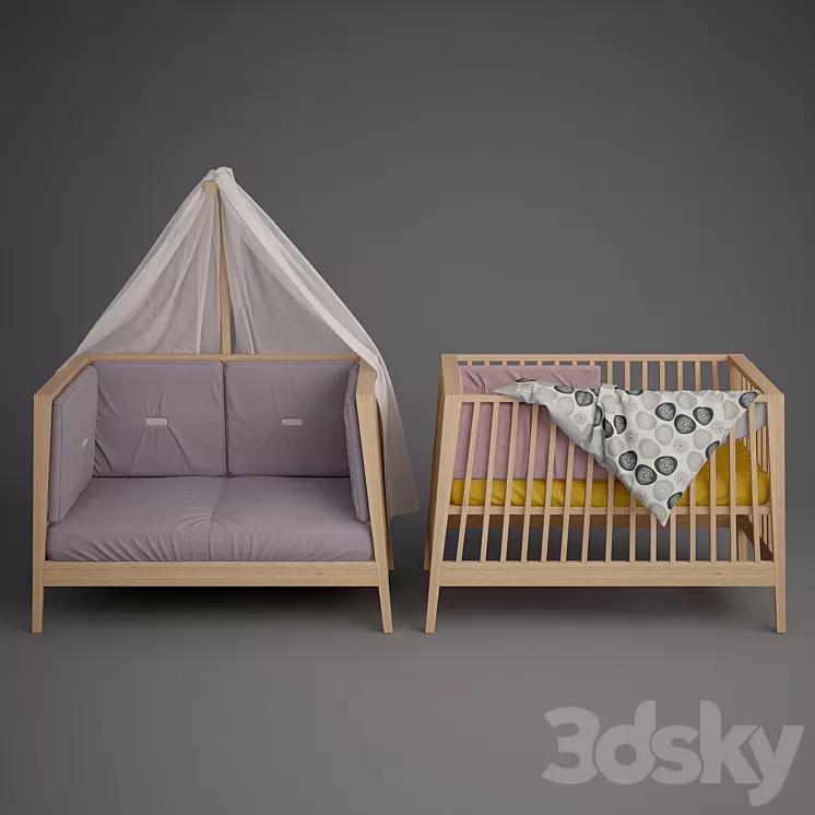 Baby cot Linea by Leander 3D Model