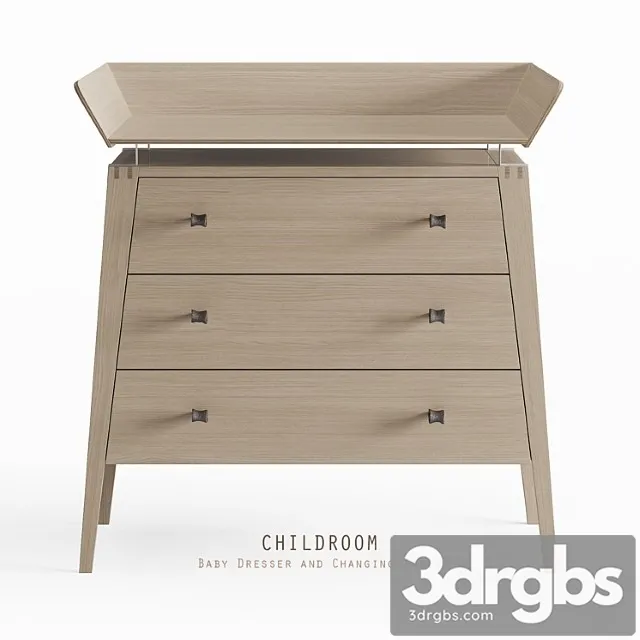 Baby Dresser And Changing Table 3D Model Free