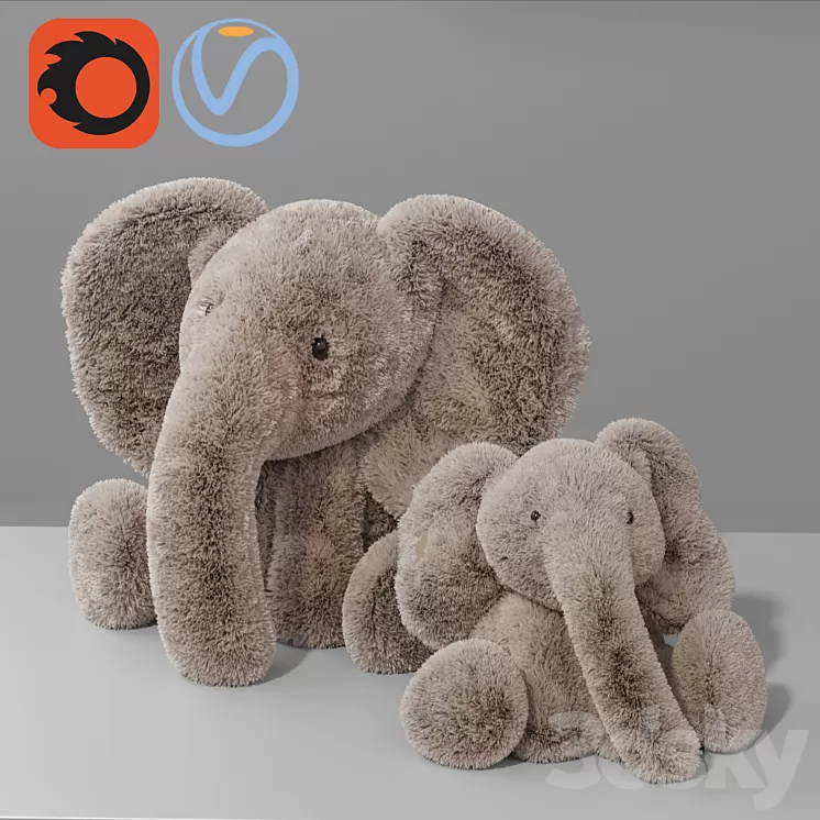 Baby Elephant Plush Toy for Kid 3D Model