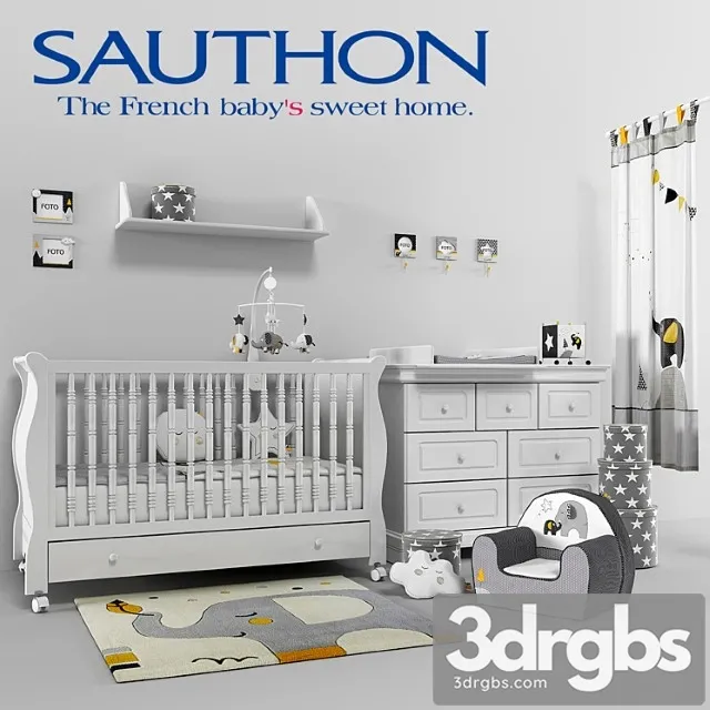 Baby Room Sauthon Babyfan Sauthon Elodie Blanc 3 3D Model Free