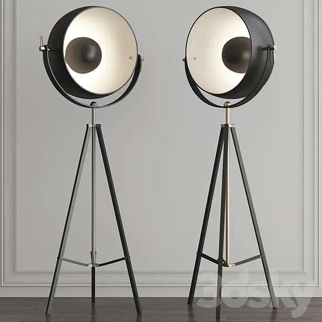 Backstage Matte Black & Polished Nickel Floor Lamp by ELK Home 3DModel