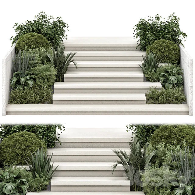 Backyard and Landscape Entrance and Exit Stairs - Set 2078 3D Model