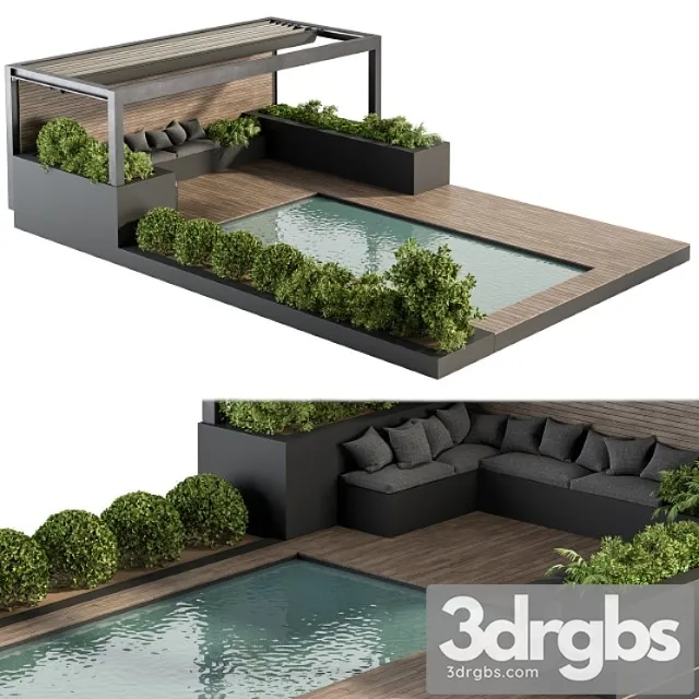 Backyard And Landscape Furniture With Pool 03 Free Download