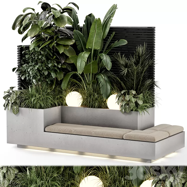 Backyard and Landscape Set Bush and Tree - Set 1210 3D Model Free