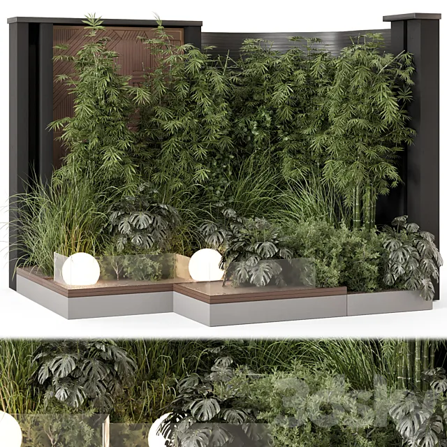 Backyard and Landscape Set Bush and Tree - Set 1706 3D Model