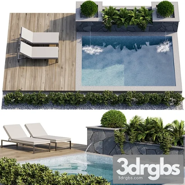 Backyard and landscape with pool 12 3D Model Free