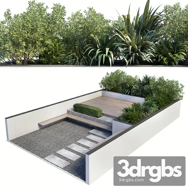 Backyard Urban Environment Urban Furniture Green Benches 19 3D Model Free
